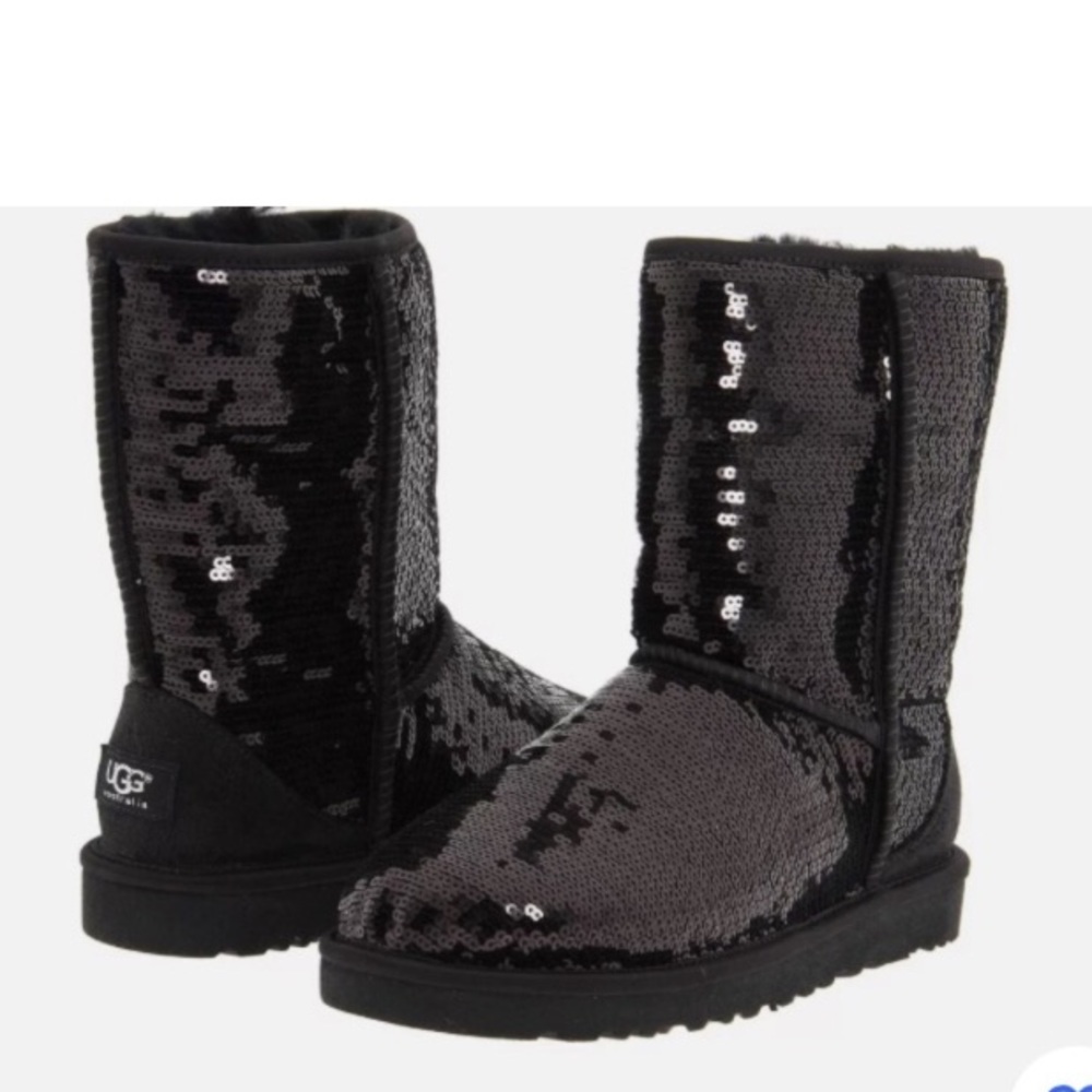 UGG Women's Black Sequin Classic Short Boots